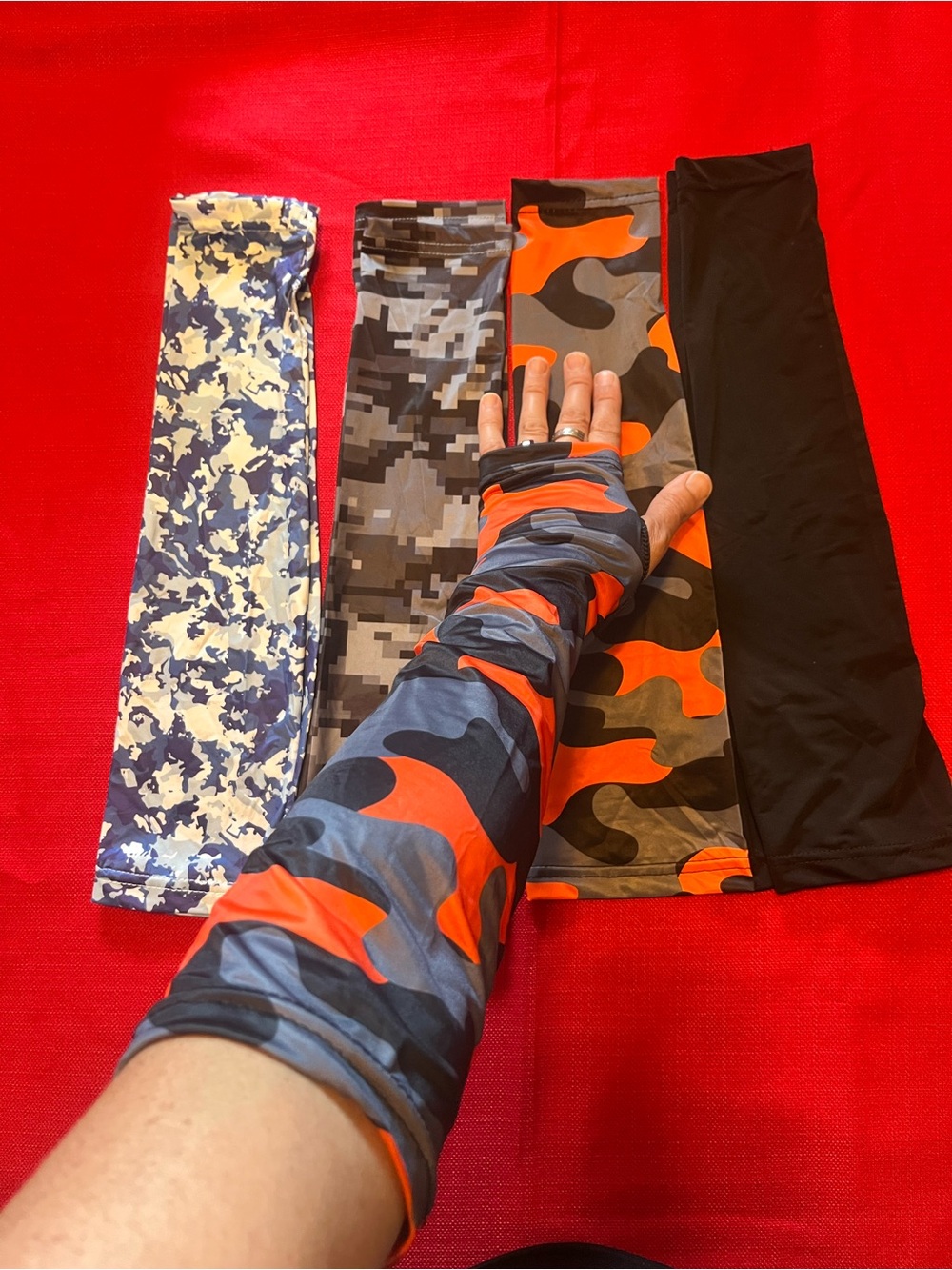 Men's and Women's Orange & Gray Camo  Arms Sleeves - Unbranded H83